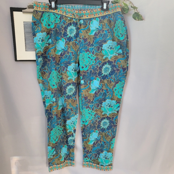 Sundance Leia Cropped Floral Cotton Print Pants M - Picture 1 of 13